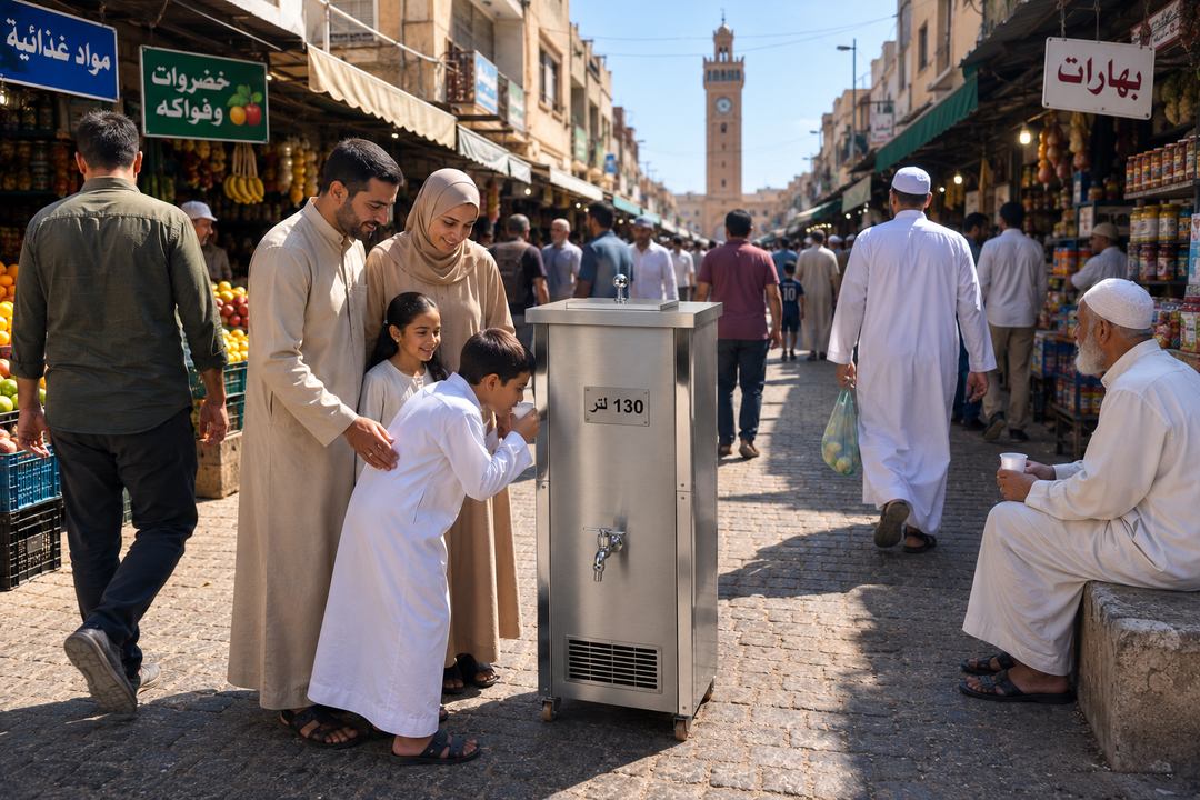 سوق شعبي جزائري — عائلة تشرب من برادة 130 لتر